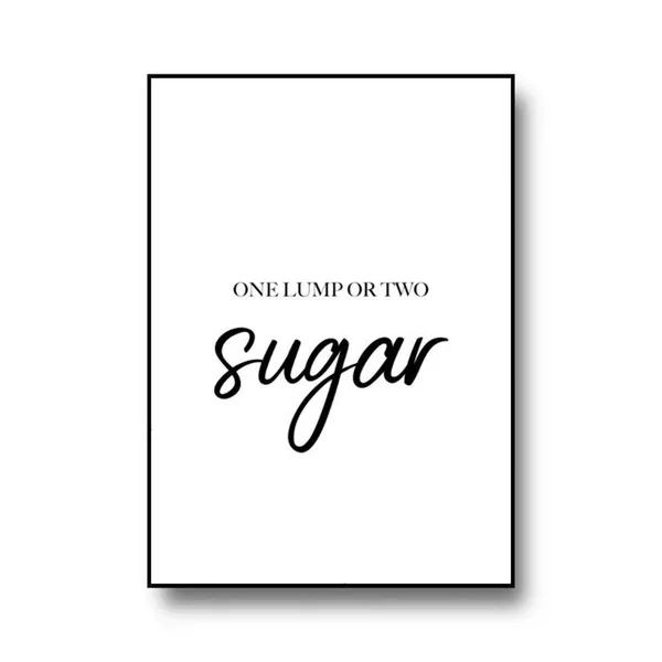 Tea Coffee Sugar Quotes Kitchen Wall Art Set
