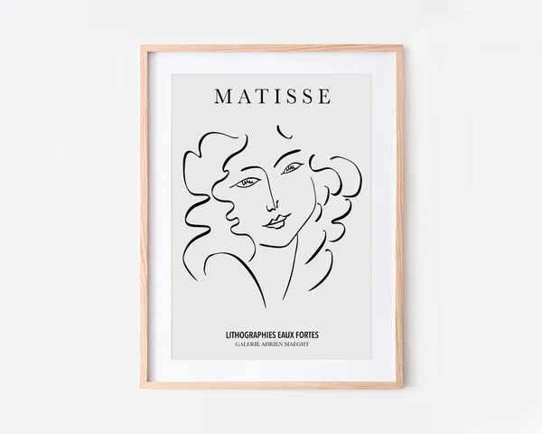 Henri Matisse Woman Face Vintage Line Art Print