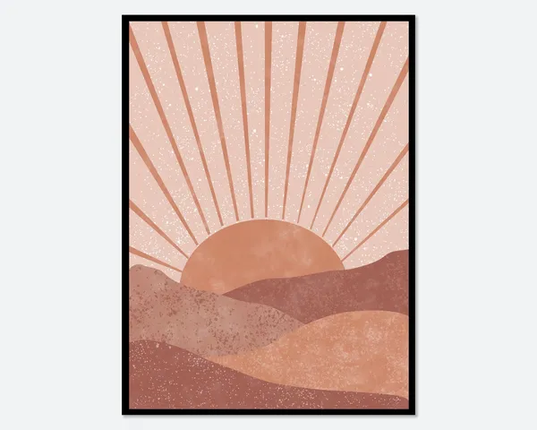 Mid Century Modern Abstract Sun Rays Art Print