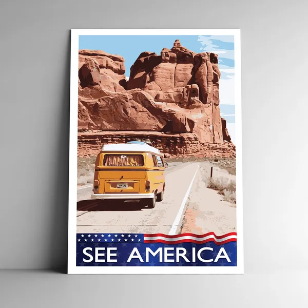 See America WPA Style Vintage Travel Poster