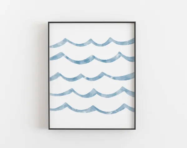 Wave Print, Minimalist Coastal Seascape Art Print