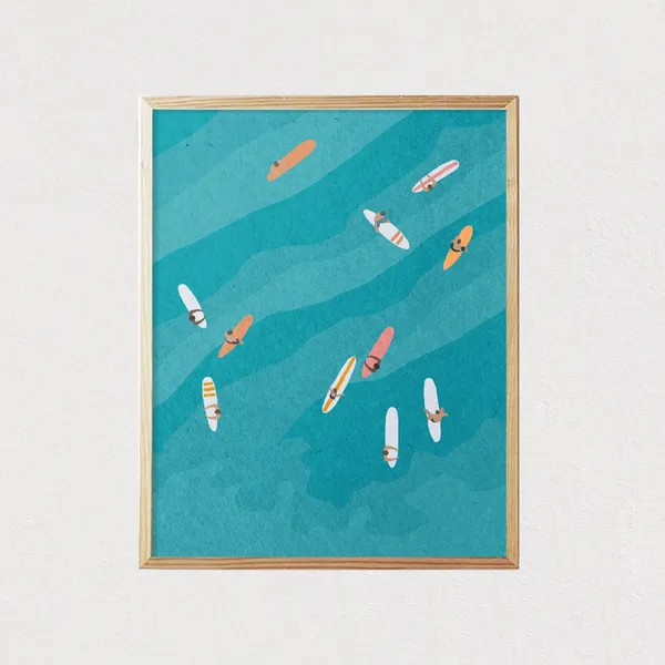 Blue Water Surf Boards, Mid-Century Modern Art Print