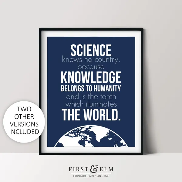 Science Knows No Country Quote Poster, Classroom Decor