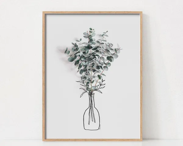 Eucalyptus Botanical Minimal Farmhouse Art Print