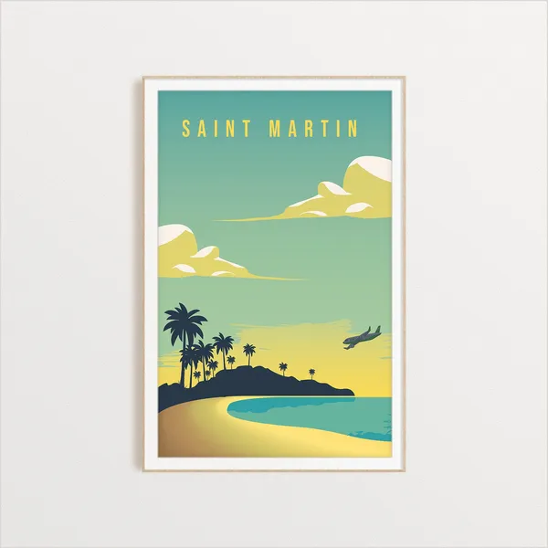 Saint Martin Island Travel Poster Art Print