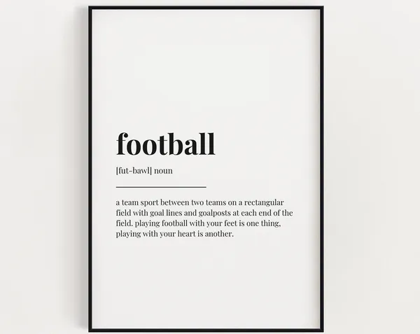 Football Definition Print, Home Decor Wall Art