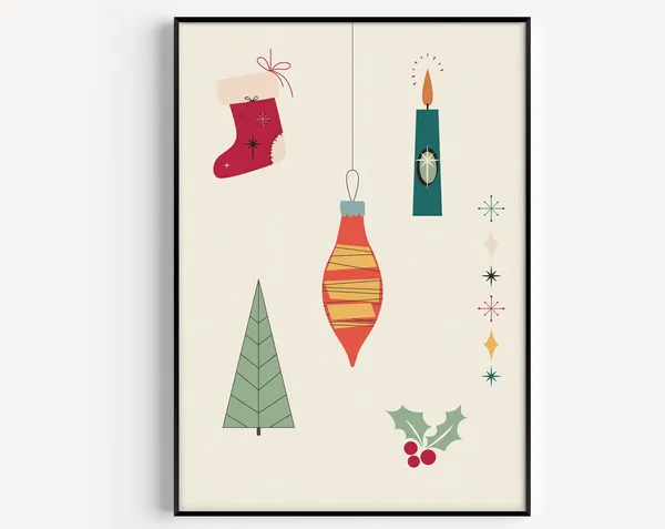 Christmas Mid-Century Modern Wall Art Print