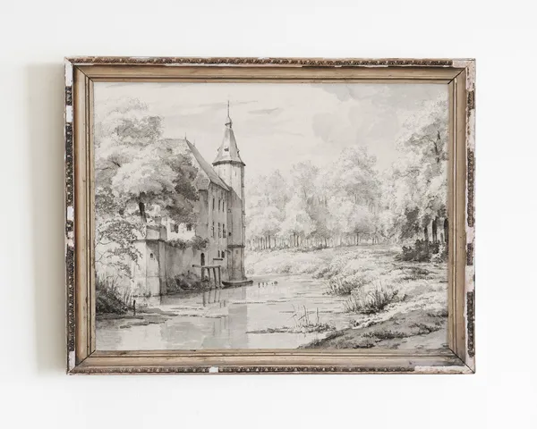 Castle Watercolor Vintage Architecture Art Print