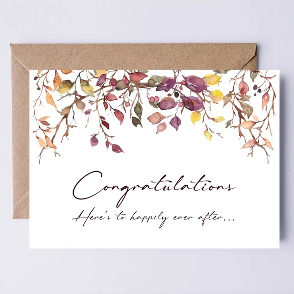 Autumn Wedding Card, Fall Engagement Art Print