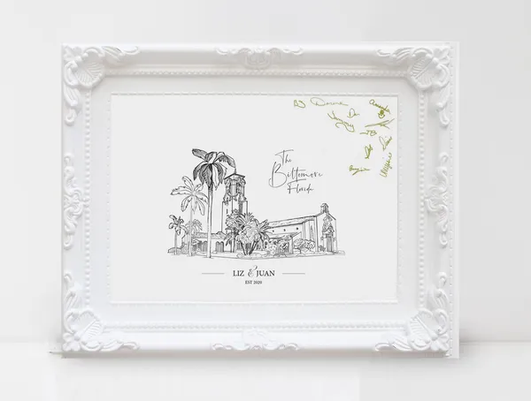 Wedding Venue Sketch Guest Book Alternative Print