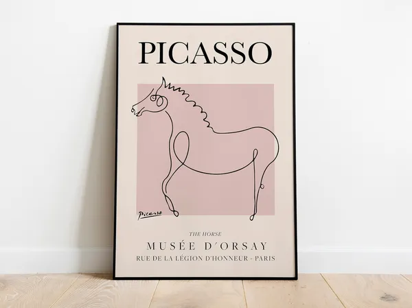 Picasso The Horse Exhibition Vintage Line Art Poster