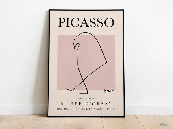 Picasso Sparrow Vintage Line Art Poster Print