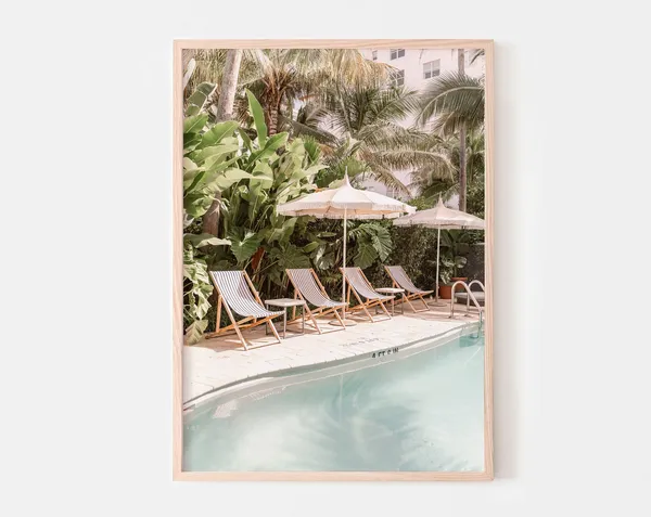 Miami Beach Travel Poster, Boho Tropical Summer