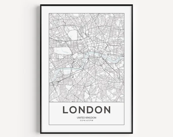 London Map Print, Travel Poster Wall Art