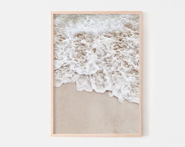 Boho Coastal Neutral Ocean Water Beach Art Print