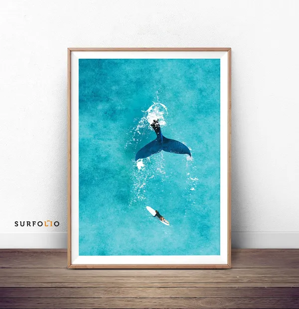 Blue Whale Art Print, Ocean Wall Decor