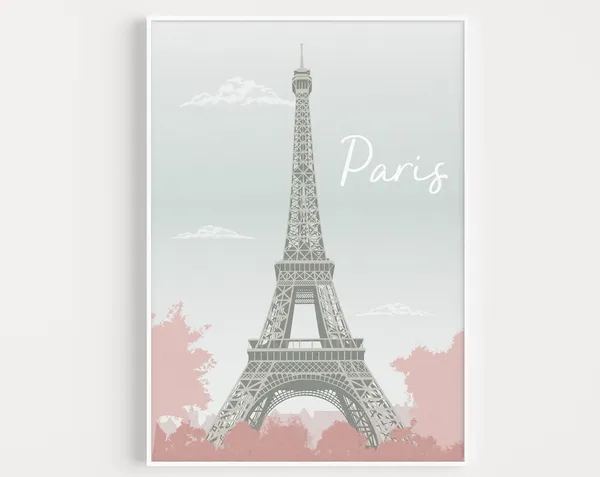 Paris Travel Poster, Europe Wall Art Print for Study