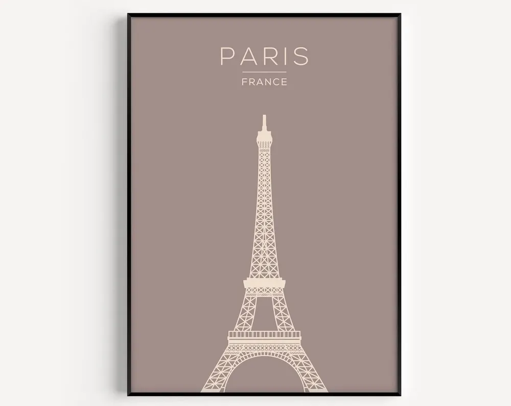Paris Modern France Travel Poster, Wall Art Print