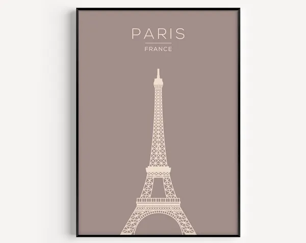 Paris Modern France Travel Poster, Wall Art Print