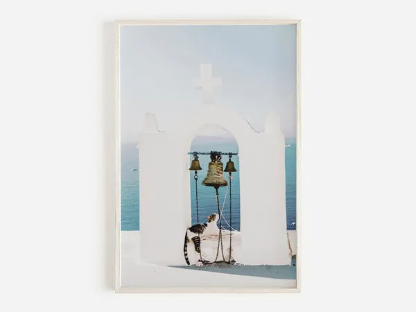 Church Bells Print, Santorini Greek Island Art