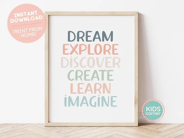 Dream Explore Discover Create Learn Imagine Boho Art Print