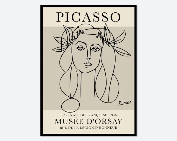 Picasso Portrait of Francoise Gilot, Vintage Poster