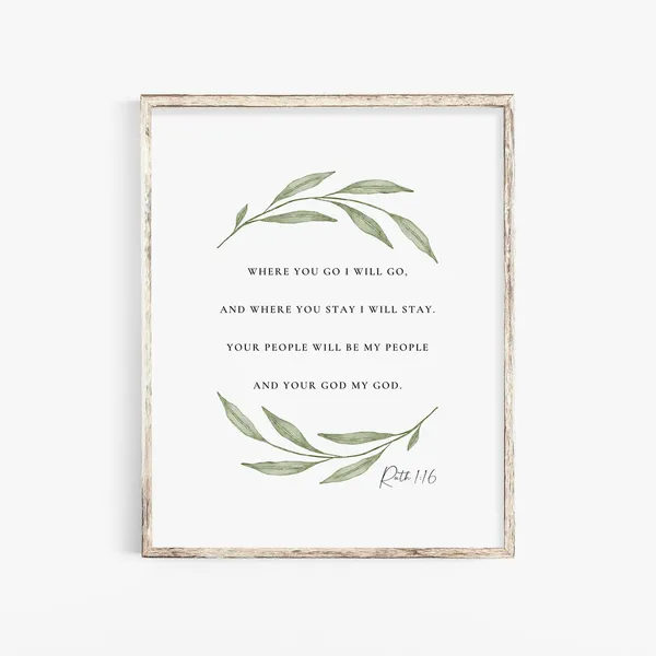 Ruth 1:16 Botanical Scripture Wall Art Print