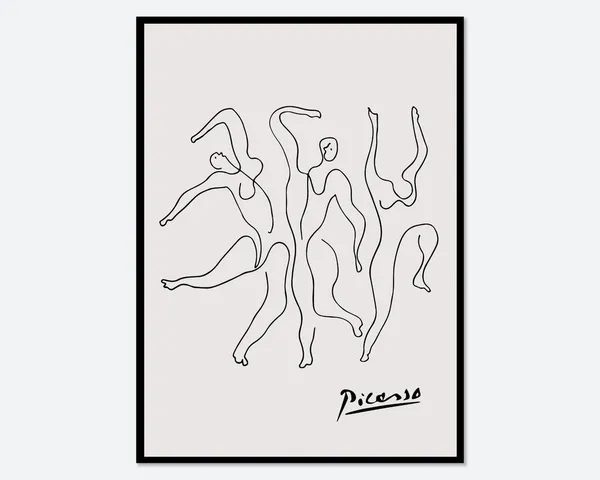 Pablo Picasso The Three Dancers 1925 Line Art Print, Vintage
