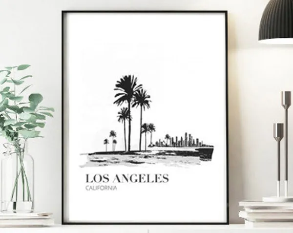 Los Angeles Retro Travel Poster, California Wall Art