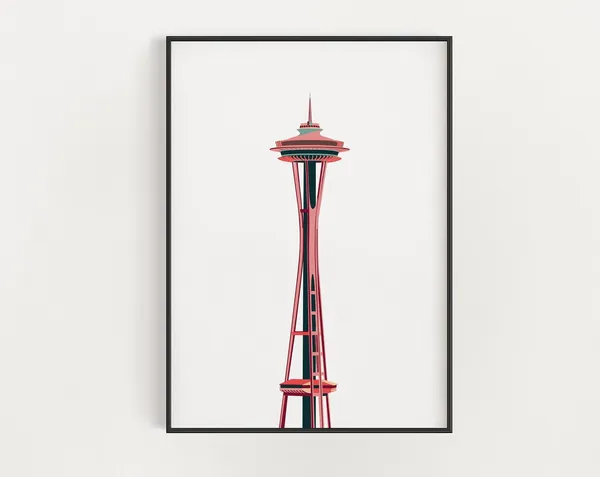 Seattle Space Needle Print, Architecture Poster