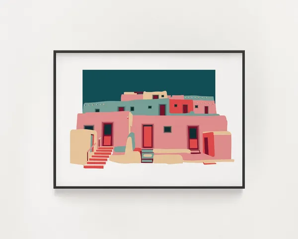 Taos Pueblo Adobe Architecture, Wall Art Print