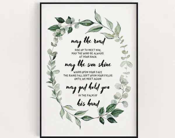Irish Blessing Quote Art Print, Travel Gift