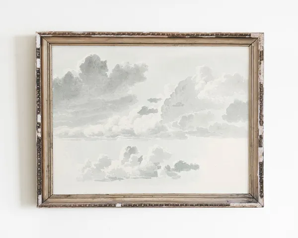 Vintage Sky Watercolor Art Print, Nursery Decor