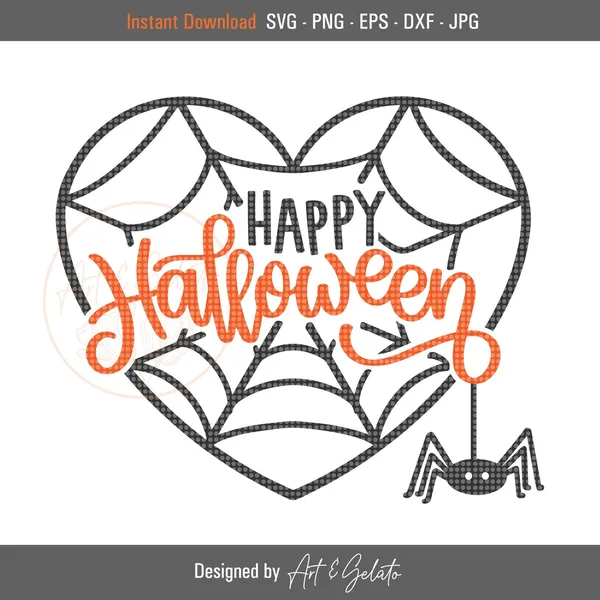 Happy Halloween Spider Web Heart Art Print