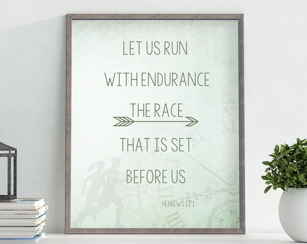 Hebrews 12:1 Bible Verse Inspirational Scripture Art Print