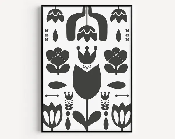 Folk Print Wall Art, Nordic Scandinavian Art Print