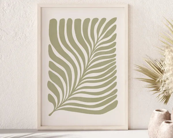 Sage Green Abstract Botanical, Minimalist Art Print