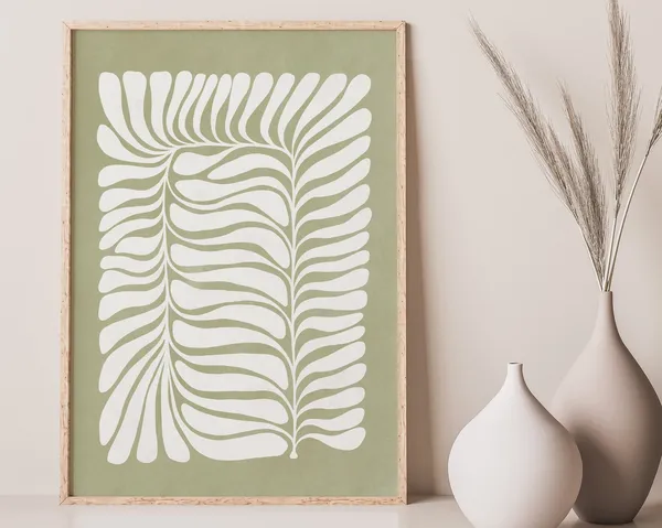 Abstract Botanical Sage Green Art Print, Minimalist Decor