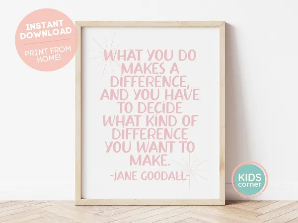 Jane Goodall Quote, Motivational Typography Art Print