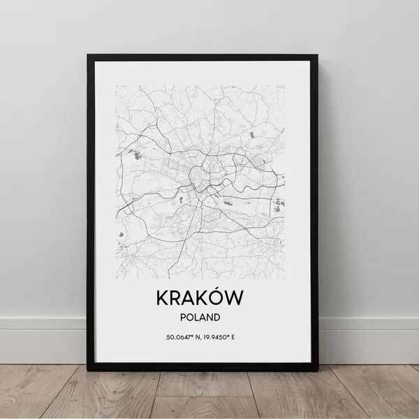 Krakow City Map Print, Minimalist Travel Poster