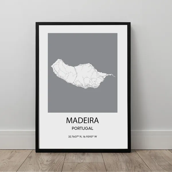 Madeira Island Map Print, Minimalist Travel Poster