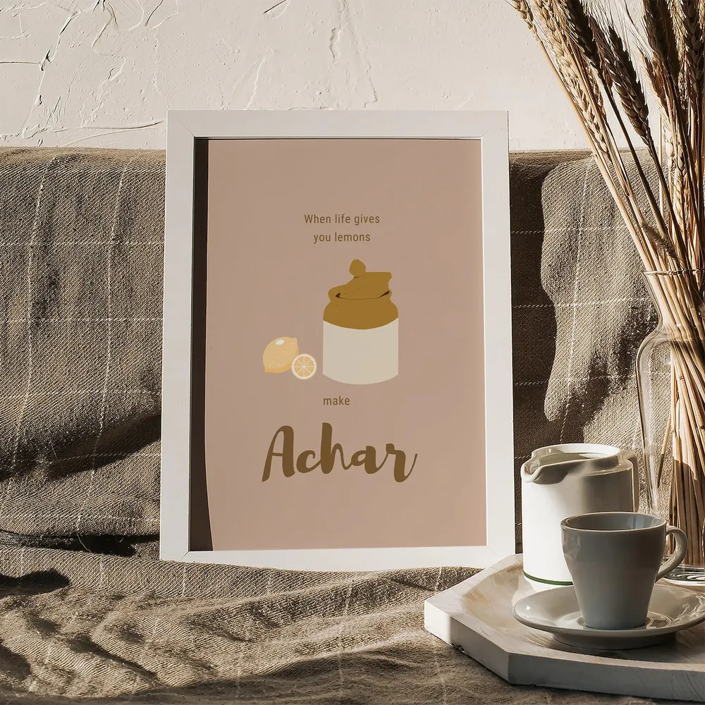 When Life Gives You Lemons Make Achar, Indian Typography Art Print - Image 4