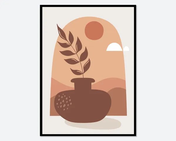 Modern Abstract Leaves in Vase Boho Art Print