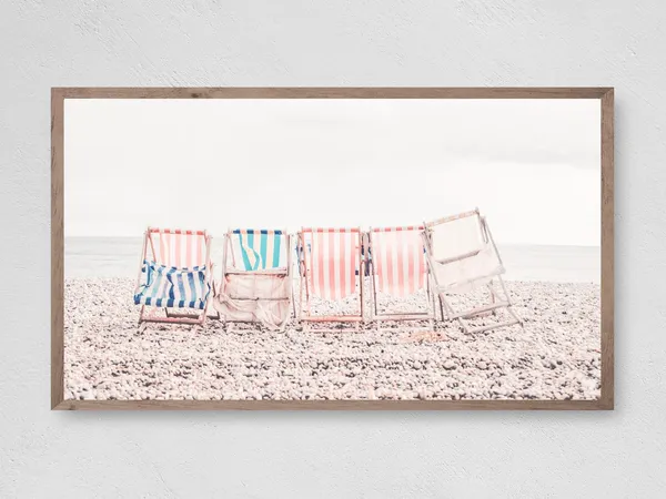 Summer Beach Chairs Travel Poster Art Print