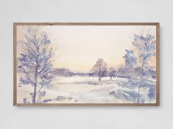 Winter Watercolor Christmas Snow Art Print
