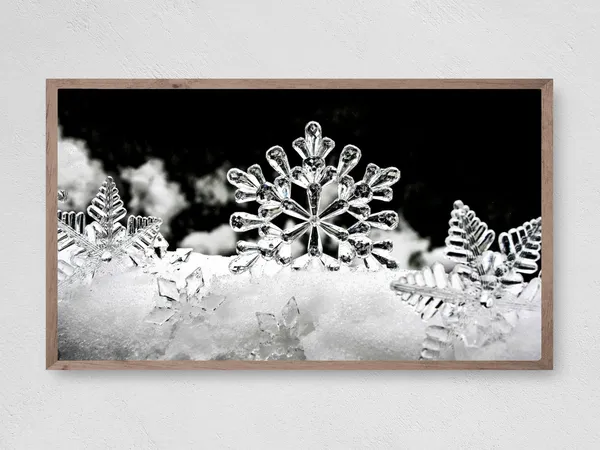 Snowflakes Christmas Winter Art Print, Frame TV Art