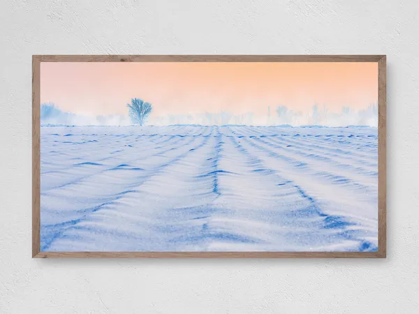 Snowy Sunset Christmas Art Print, Winter Holiday Scene