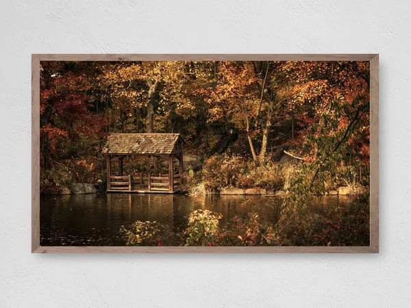 Fall Stream Poster Print, Autumn Leaves