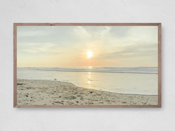 Calm Ocean At Sunset Beach, Coastal Art Print