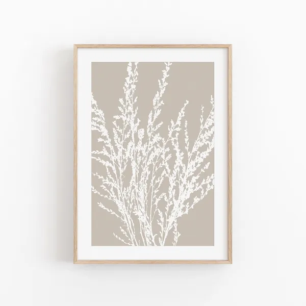 Abstract Plant Print, Black Line Wall Art